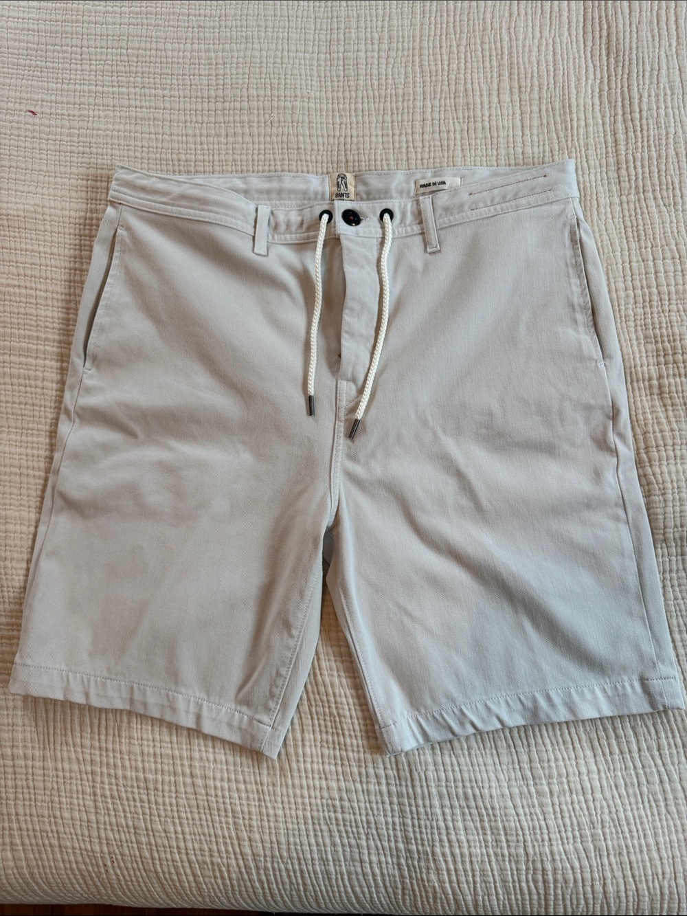 Men's Hybrid Drawcord Shorts in Cream Made in USA
